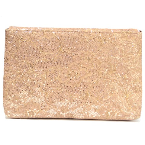 Crystal Buckle Glitter Lace Clutch