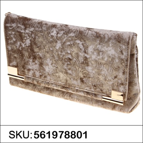 Floral Embossed Velvet Clutch