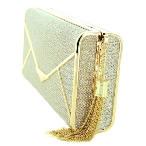 Glitter Pull Tassel Open Box Clutch