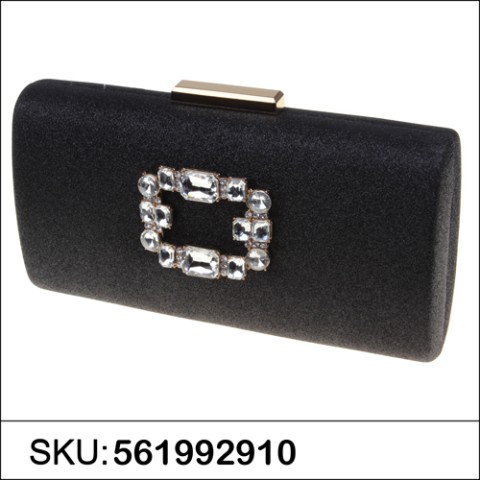 Crystal Buckle Glitter Clutch