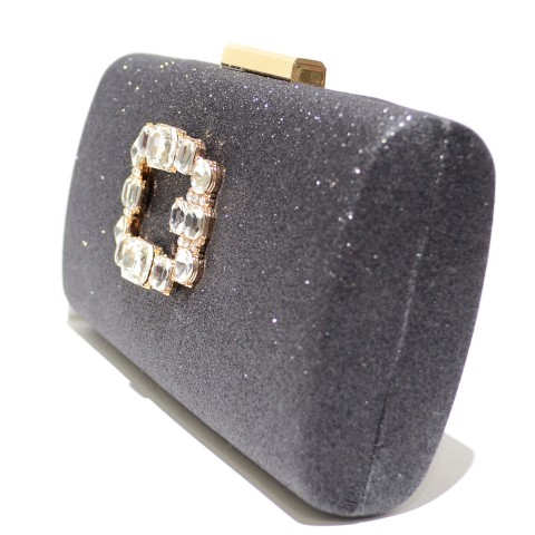 Crystal Buckle Glitter Clutch