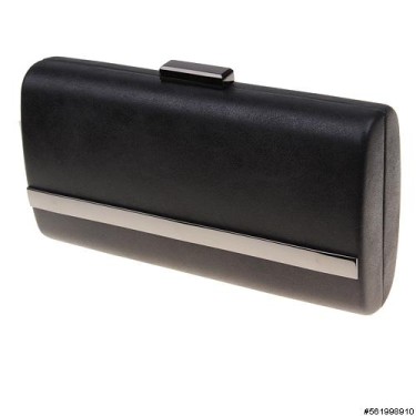 Metallic Faux Leather Box Clutch