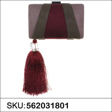 Faux Suede Tassel Clutch, RED