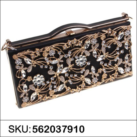 Vintage Inspired Relief Crystal Clutch