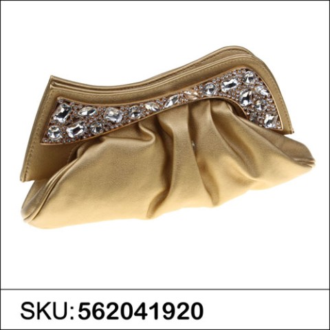 Sparkling Crystal Texture Faux Leather Clutch