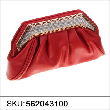 Crystal Frame Faux Leather Clutch