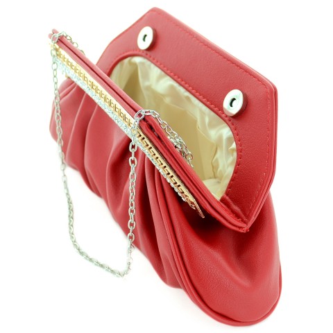 Crystal Frame Faux Leather Clutch