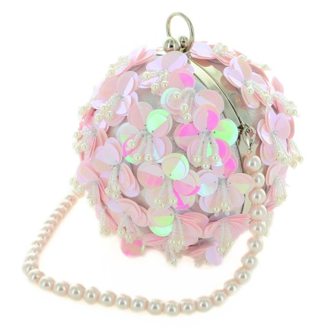 Hand Sewn Full-blooming Sequin Flower Ball Clutch