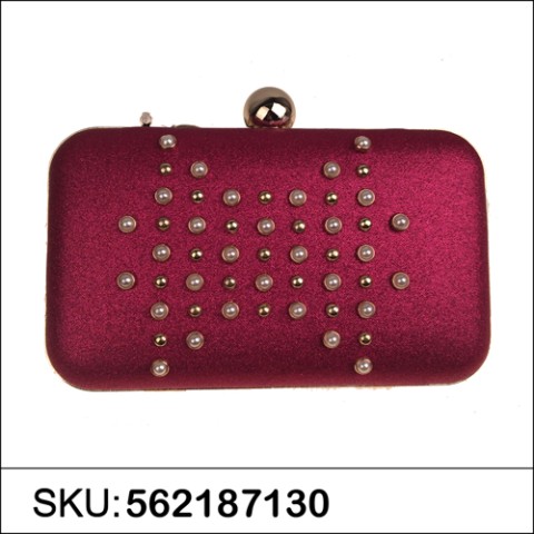 Faux Pearls & Studs Box Clutch