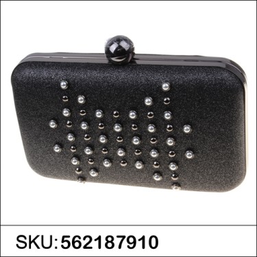 Faux Pearls & Studs Box Clutch