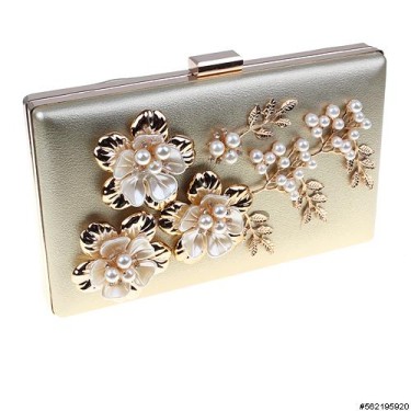 Faux Pearl Foral Clutch