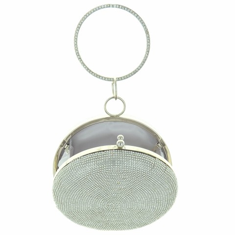 Ring Crystal Embellished Circle Clutch