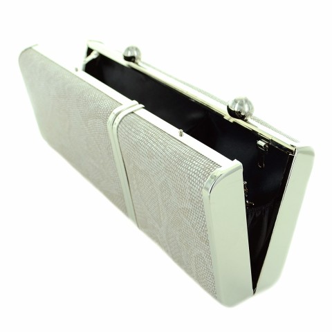 Python Embossed Two Compartment Clutch