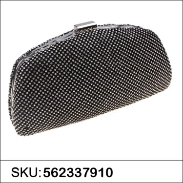 Crystal-dotted Metal Mesh Clutch