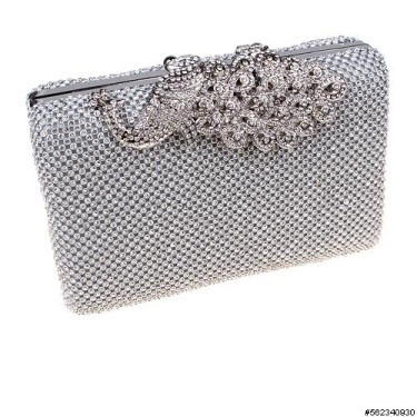 Crystal Peacock Mesh Clutch