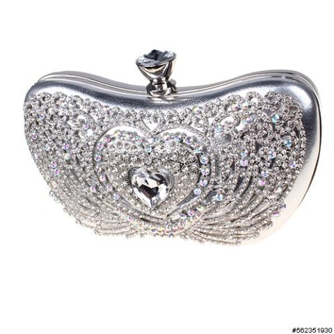 Crystal Deco Heart Clutch