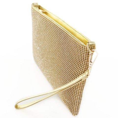 Rhinestone Crystal Allover Wristlet Clutch Bag