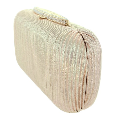 Glitter Metallic Crystal Top Box Clutch