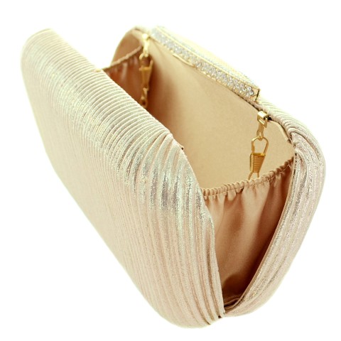 Glitter Metallic Crystal Top Box Clutch