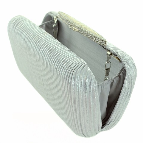 Glitter Metallic Crystal Top Box Clutch