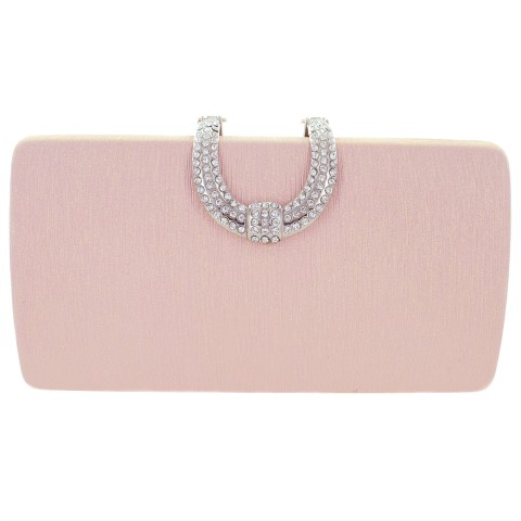 Glitter Metallic Crystal Buckle Clutch