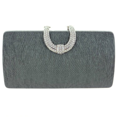 Glitter Metallic Crystal Buckle Clutch