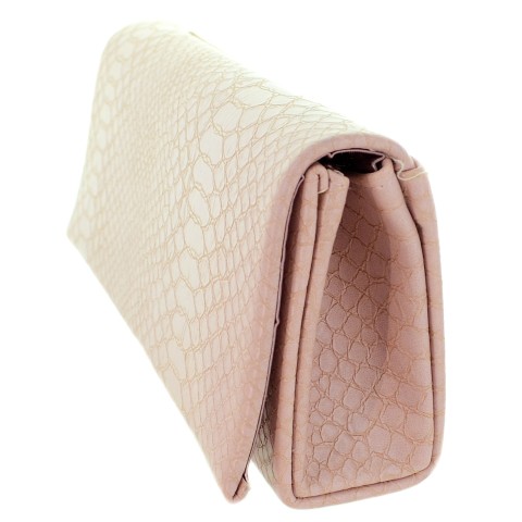 Croc Embossed Faux Leather Clutch