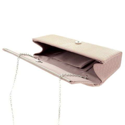 Croc Embossed Faux Leather Clutch