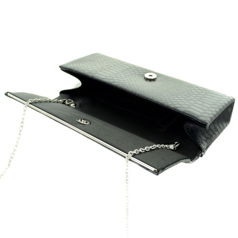 Croc Embossed Faux Leather Clutch