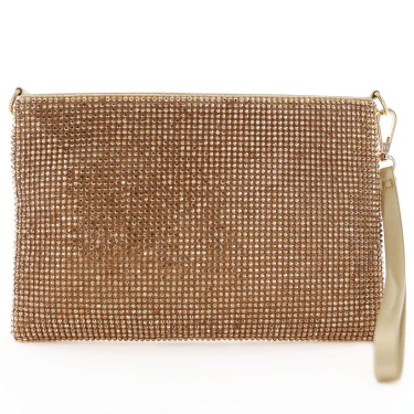 Rhinestone Crystal Allover Wristlet Clutch Bag