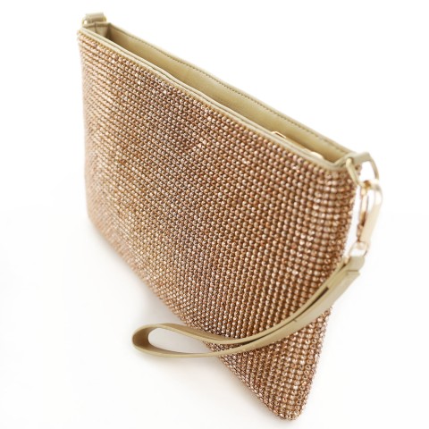 Rhinestone Crystal Allover Wristlet Clutch Bag