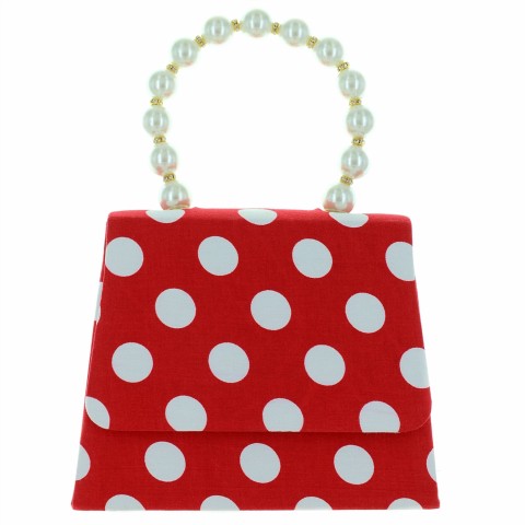 Pearl Handle Polka Dot Purse