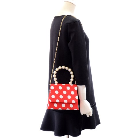 Pearl Handle Polka Dot Purse