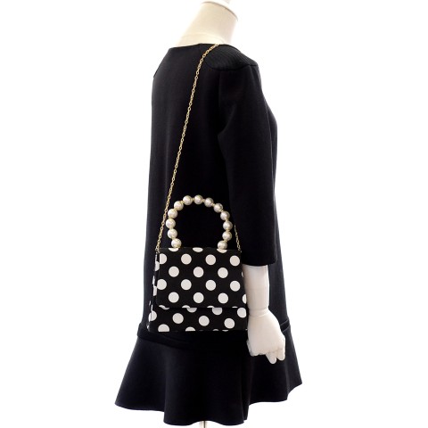 Pearl Handle Polka Dot Purse