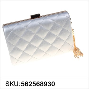 Quilted Faux Leather Box Cllutch Bag