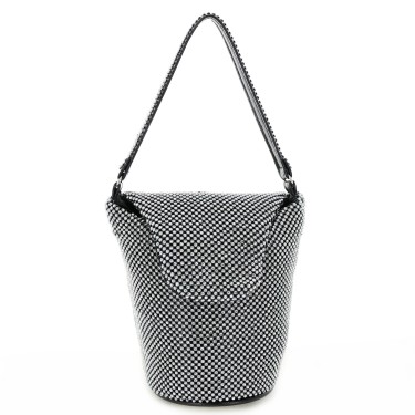 Top Handle Rhinestone Mesh Purse Bag