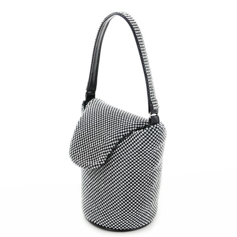 Top Handle Rhinestone Mesh Purse Bag