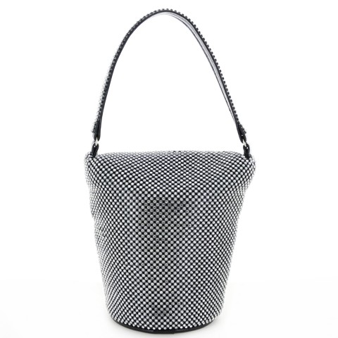 Top Handle Rhinestone Mesh Purse Bag