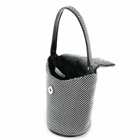 Top Handle Rhinestone Mesh Purse Bag