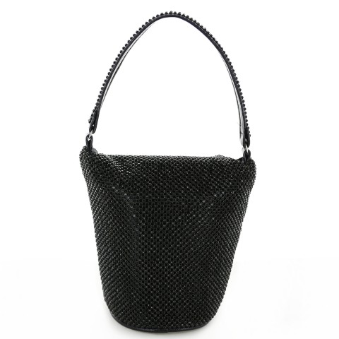 Top Handle Rhinestone Mesh Purse Bag