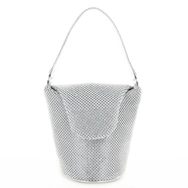 Top Handle Rhinestone Mesh Purse Bag