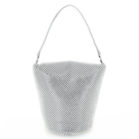 Top Handle Rhinestone Mesh Purse Bag