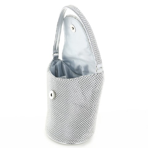 Top Handle Rhinestone Mesh Purse Bag