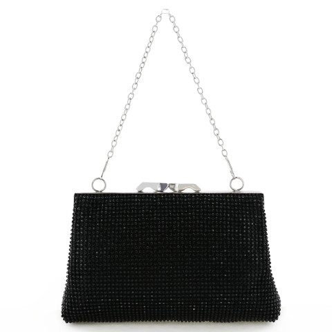 Women Rhinestone Crystal Mesh Clutch Bag