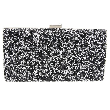 Glitter Crystal-Embellished Beaded Clutch