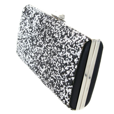 Glitter Crystal-Embellished Beaded Clutch