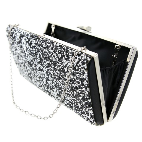 Glitter Crystal-Embellished Beaded Clutch