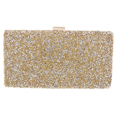 Glitter Crystal-Embellished Beaded Clutch