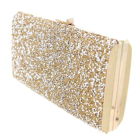 Glitter Crystal-Embellished Beaded Clutch