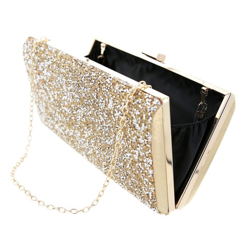 Glitter Crystal-Embellished Beaded Clutch